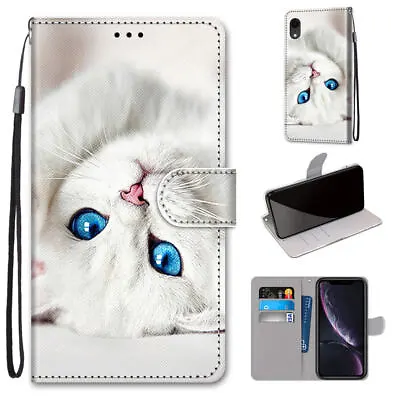 For Various Phone Magnetic Flip Wallet Card Bag Stand Case Cover Back Hot Cat • $6.53
