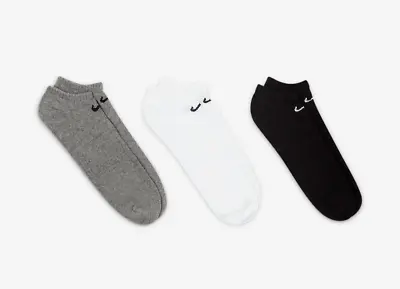 Nike Everyday Cotton Cushioned No Show Socks Black White 3 Pack 6 Pack *new* • $19.99