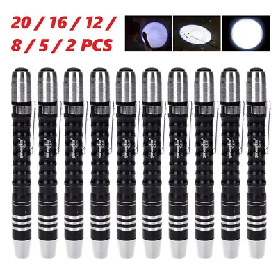 Lot 2-20pcs Pen Light LED Pocket Pen Flashlight With Clip Mini Portable Penlight • $6.99