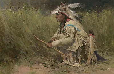 Z. S. Liang HUNTING THE RIVER BANK Native American Giclee Canvas #45/45 • $446.25