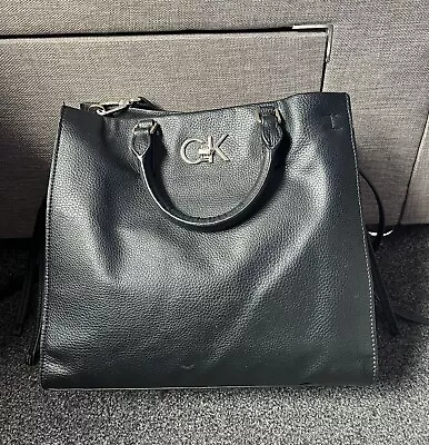 Calvin Klein Black Leather Expandable Handbag • £19.99