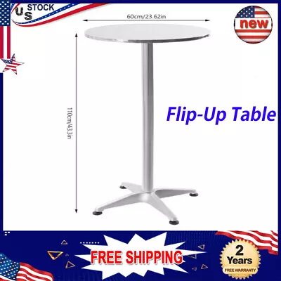 Sliver Adjustable Height Pub Bar Cocktail Table 360 Swivel Round W/Flip-up Table • $59.85