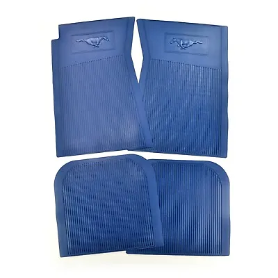 Mustang Floor Mats Pony 4 Piece Set Rubber 1965 66 67 68 69 70 71 72 73 Blue • $77.07