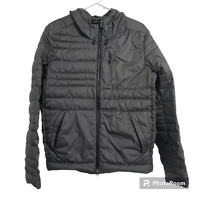 PrAna Mens Puffer Down Jacket Size S Gray Zip Up Hooded • $39.99