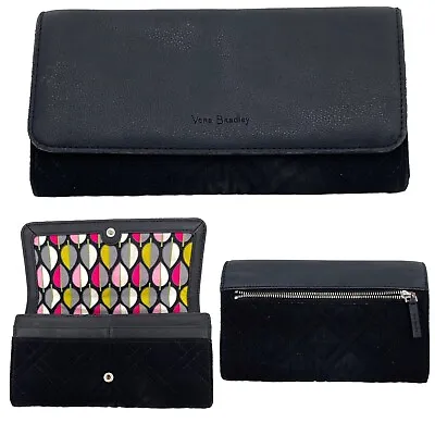 Vera Bradley Classic Black Faux Leather Quilted  Microfiber Bifold Wallet • $15