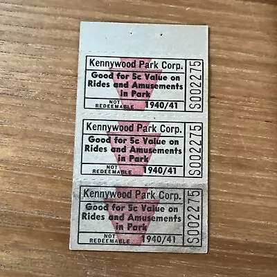 Vintage 1940/41 Kennywood Park Ticket Strip (Pittsburgh) • $12