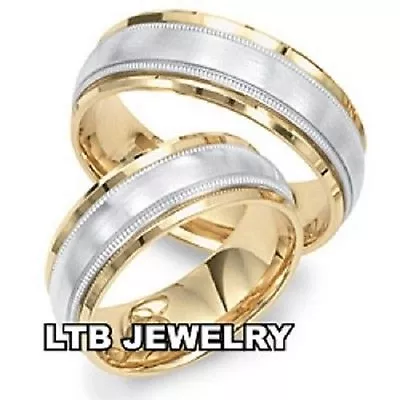 950 Platinum & 18k Yellow Gold His & Hers Matching Wedding Bands Rings Set • $2776.05