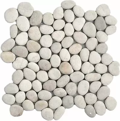 Sample Off-cut ( Approx 10 Cm X 10 Cm )White Pebble Mosaic Wall & Floor Tile • £0.99