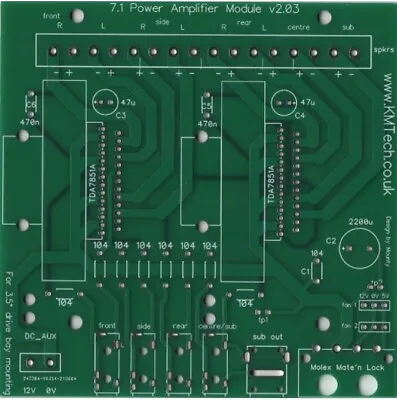 7.1 Surround Power Amp TDA7851A 8 X 40W Install In PC Drive Bay PCB DIY V2.03 • $12.62