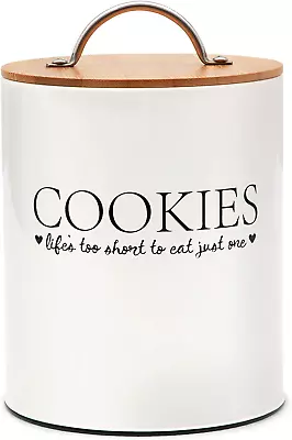 DLifeful Farmhouse Cookie Jars For Kitchen Counter With Airtight Seal Bamboo Li • $39.81