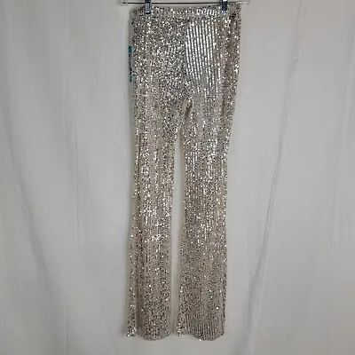 Wild Fable Womens XS Silver Sequin Silver Mini Flare Pants • $24.50