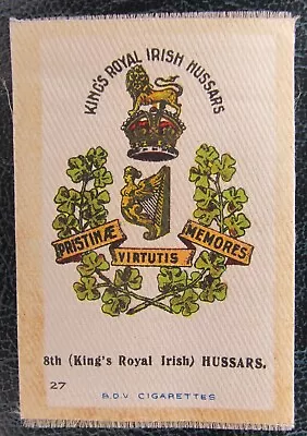 £2.95 • Buy BDV Cigarette Silks Card Ww1 1914 Military Kings Royal Irish Hussars
