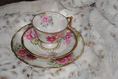 Vintage Ucagco Lusterware  October Cosmos   3 Pc Tea Setting/ Original Sticker • $18.99