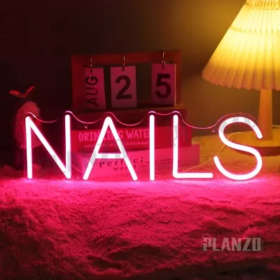 Planzo NAILS Neon Light Sign LED Wall Art Decor USB With Dimmer Switch 15.75 IN • $28