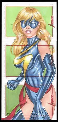 Marvels Greatest Heroes Avengers 3 Card SKETCH PUZZLE Ms. Marvel Rhiannon Owens • $499.95