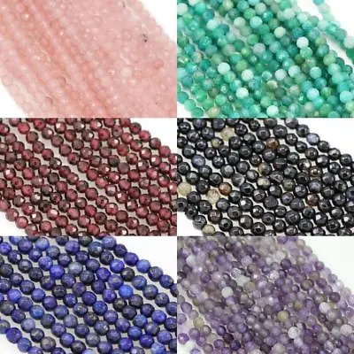 £7.99 • Buy Size 3mm Faceted Round Semi-precious Gemstone Spacer Beads For Jewellery Making