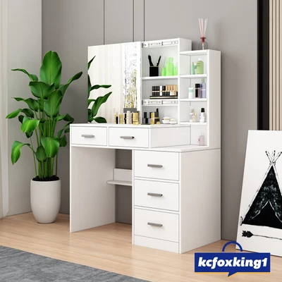 $209.49 • Buy Dressing Table Mirror Jewellery Cabinet Vanity Makeup Organizer Table 5 Drawers