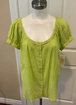 Michael Kors Pistachio Green Striped Button Up Shirt Size Medium NWT! $89 • $37.50