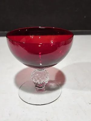 1-Morgantown Golf Ball Ruby Red #7643 Stem LOW SHERBET/CHAMPAGNE Glass • $13.57