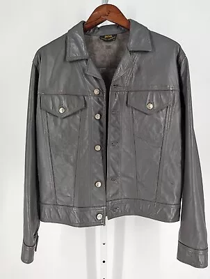 $399.99 • Buy Rubio Leather New York NYC Gray Trucker Moto Jacket USA Vintage 40 Hardcore Punk