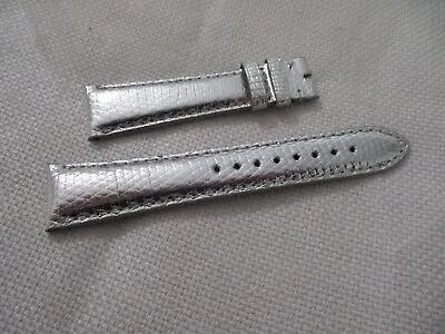GENUINE Shiny Lizard Exotic Michele  Usa Watchstrap Watch Band Strap 20mm Silver • $19.62