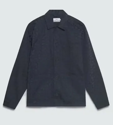 Wax London Chet Shirt Jacket Navy TONAL Paint Ripstop Size Small  • $48.28
