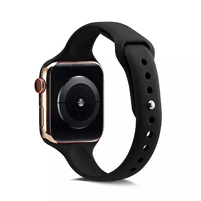 $10.44 • Buy Silicone Thin Sport Band For Apple Watch Series 9 8 7 6 5 4 SE Slim IWatch Strap