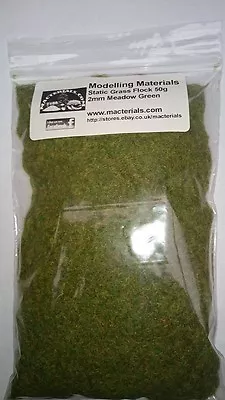 £5.99 • Buy Static Grass 2mm Bulk Bag 50g - Meadow Green - Grass Flock First Class P&P