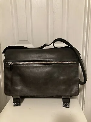 COACH Black Leather Laptop Organizer Briefcase Crossbody Shoulder Strap Tote Bag • $92