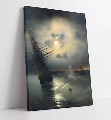 Ivan Aivazovsky Sailing Ship In Moonlight -canvas Wall Artwork Picture Print • £14.99