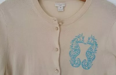 108. J. CREW Seahorse 'The Clare' Cardigan Sweater Sz M Vanilla • $45