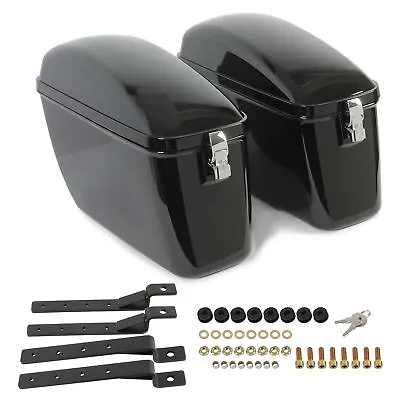 Motorcycle Hard Saddle Bags Side Box Luggage Case For Harley Honda Yamaha • $135