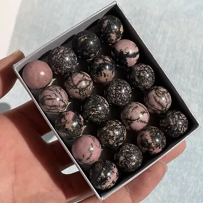 20pcs Wholesale Natural Rhodonite Ball Quartz Crystal 15mm+ Sphere Reiki +box • $21.70