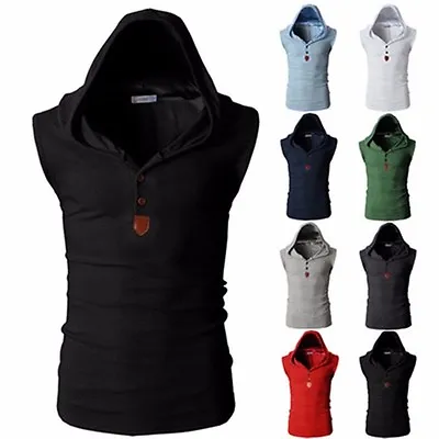 Mens Fashion Hooded T-shirt Casual Hoodie Hooded Shirts Short Sleeve Tops • $17.67