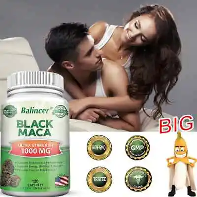 Pure Black Maca Root - Maximum Strength 1000 Mg -Energy Natural Capsules-Non-GMO • $8.26