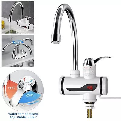 Electric Heater LED Faucet Tap 360° Instant Hot Water Bathroom Kitchen Fast Heat • £13.99