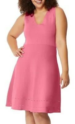 Rebel Wilson X Angels Pointelle Detail Fit & Flare Ribbed Knit Dress 1X (D2) • $29.69