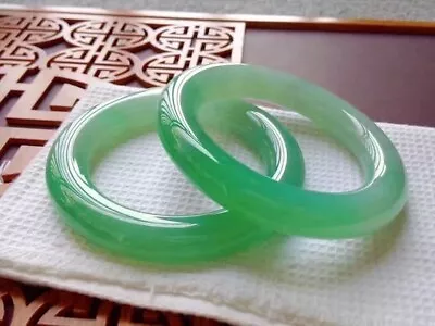 Victorian Antique Natural Green Jade Bangle Multiple Sizes Available  2PC Bangle • $228.14