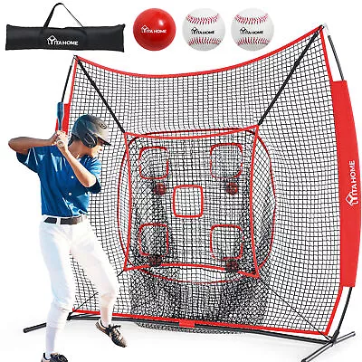 7'x7' Baseball Practice Net For Hitting & Pitching Portable Softball Net Zone • $55.58