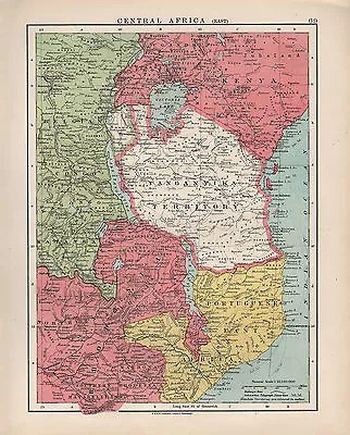 1924 Print ~ Central Africa East ~ Tanganyika Territory Rhodesia Kenya • £44