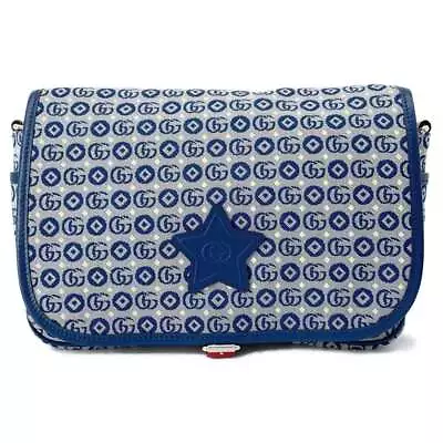 GUCCI Children's Star Messenger Bag Double G Geometric Cotton Jacquard Blue/... • $780