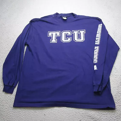 Vintage TCU Horned Frogs Shirt Mens Extra Large Purple Football Collage Jansport • $16.09