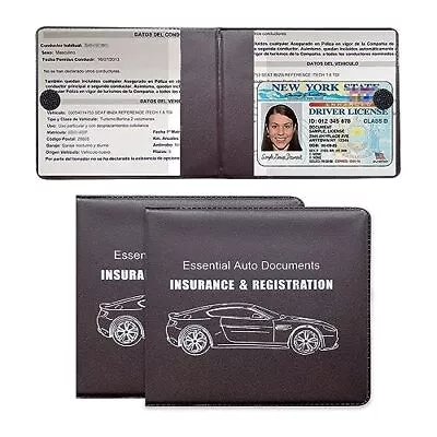 2x Large Car Registration And Insurance Holder Auto Essential Document Organizer • $10.19