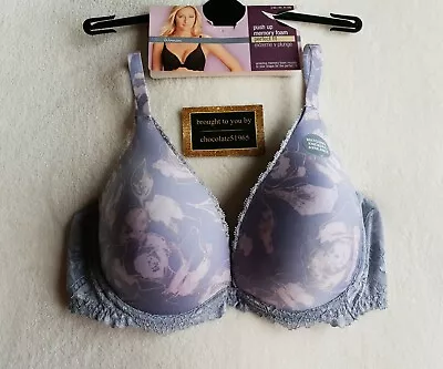 New M&s Memory Foam Push Up Perfect Fit Extreme ''v'' Plunge Bra 34d - Grey Mix  • £16.99