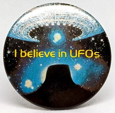 HTF RARE I Believe In UFOs Religion ETI Aliens Movement 1970's Badge Vtg (P729) • £60