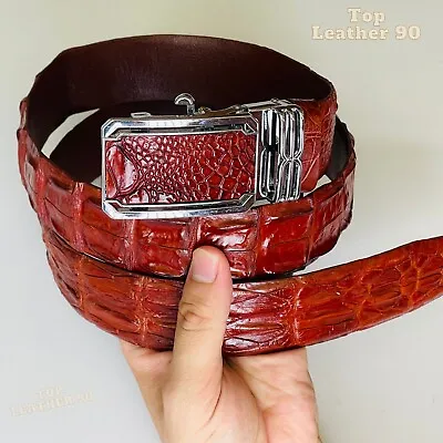 Dark Red Genuine Real Alligator Leather Skin Men Belt Crocodile Leather Belt • $75