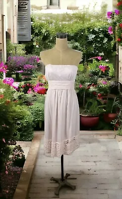 J Crew Blush Pink Silk Strapless Dress Empire Gown Wedding Formal Prom Airy 10 • $28.99