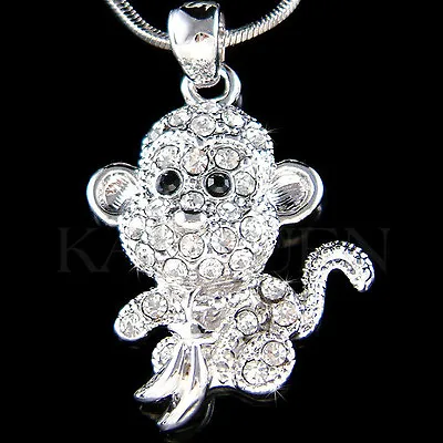 ~Adorable Monkey~ Made With Swarovski Crystal Chimp Chimpanzee Necklace Jewelry • $41