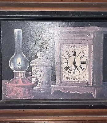 Vintage Oil Painting Print With A Working Clock In It  • $30