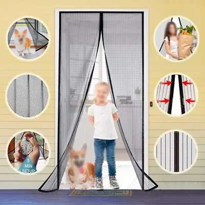 Magnetic Screen Door Retractable Mesh Net Pet Patio Hands Free Mosquito USA • $8.74